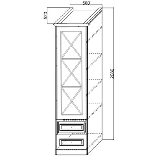 Шкаф Каталея 1-дверный с зеркалом и ящиками вариант рисунка 3