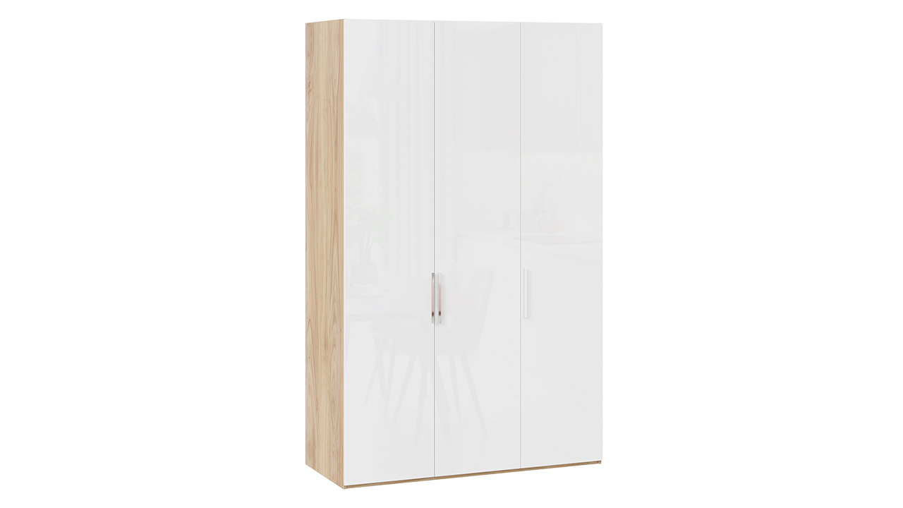 Шкаф комбинированный с 3 глухими дверями «Эмбер» Яблоня Беллуно/Белый глянец