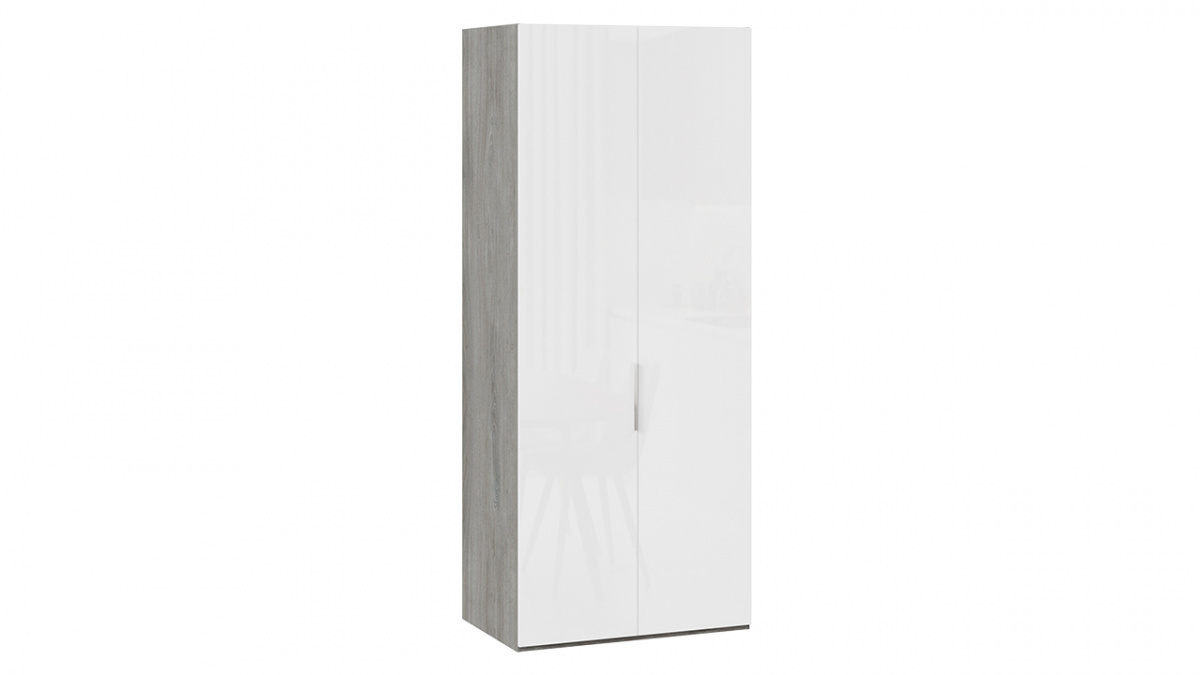 Шкаф для одежды с 2 глухими дверями «Эмбер» Дуб Гамильтон/Белый глянец
